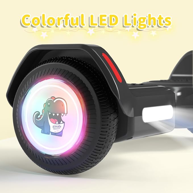 SIMATE 6.5" Bluetooth Scooter, LED Lights & APP & Music Speaker, Long Battery Life, Gifts for Kids & Adults & Girls & Boys, for All Ages