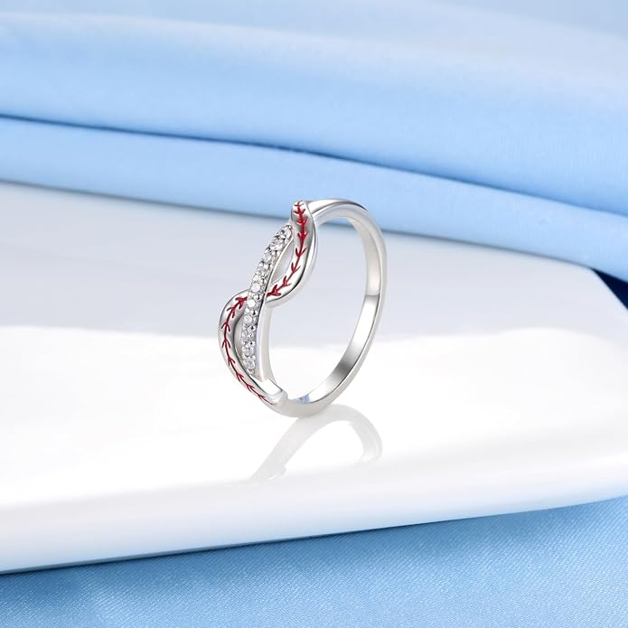 Sterling Silver Baseball Softball Volleyball Football Ring Sports Rings Jewelry Gifts for Women Player Team