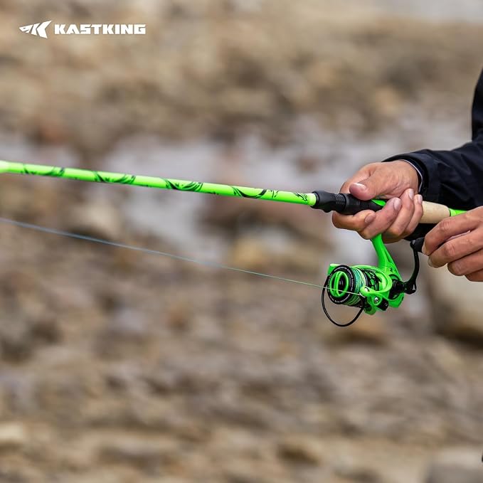 KastKing Zephyr Dual Tip Spinning & Casting Fishing Rods, Green | Lightweight IM6 Graphite Rod, Dual Tips Section for Different Powers, Built-in Hook Keeper, PTS Power Transition System