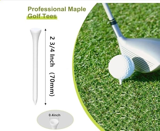 HH-GOLF®1000 Pcs Golf Tees Bulk Wood Tees 2 3/4 Inch Tall, Less Friction Professional White Wooden Tees for Clubs