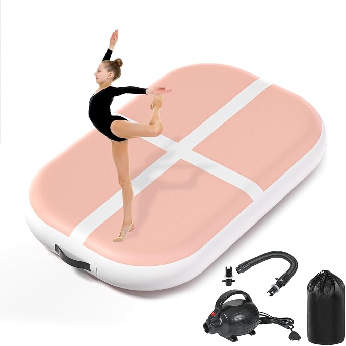 Inflatable Air Gymnastics Tumbling Mat 6ft 10ft 13ft 16ft 20ft, Air Tumble Track Mat 4/8 inches Thickness with Electric Air Pump for Home Use Training Cheerleading Yoga Water Beach Park