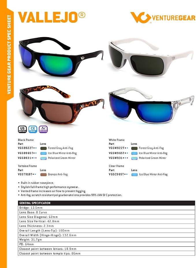 Venture Gear Vallejo Safety Glasses