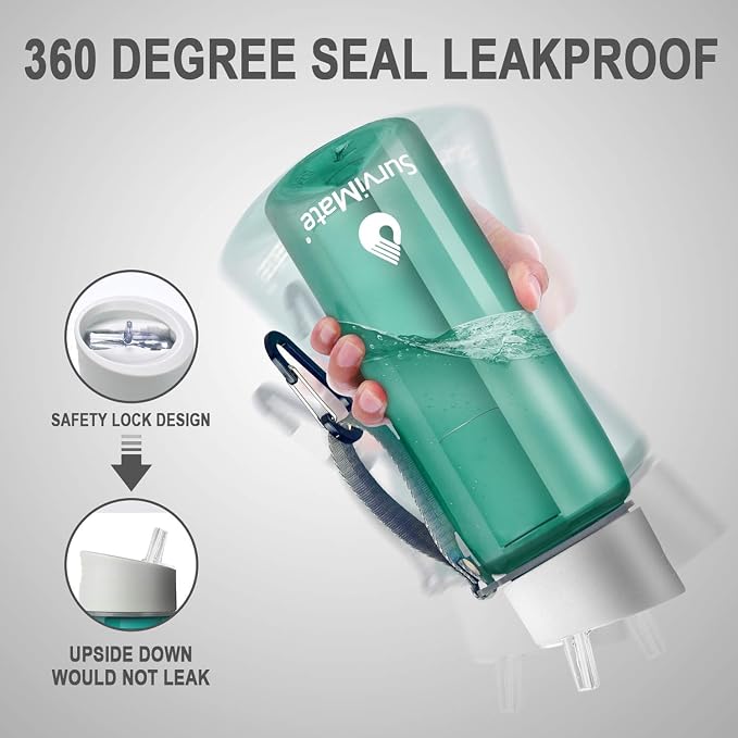 SurviMate Black and Teal Filtered Water Bottles