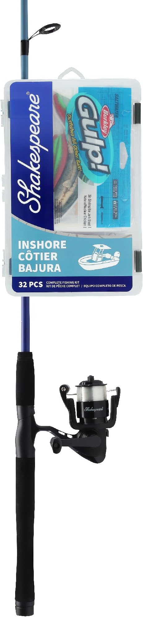 Shakespeare Catch More Fish Spinning Reel and Fishing Rod Combo with Kit