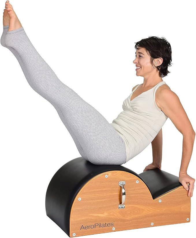 AeroPilates Stamina Products Posture Corrector Pilates Barrel with Upholstered Surface and Built In Handle for Strength Training, Wood and Black | Upholstered Surface and Built In Handle for Strength Training; Wood and