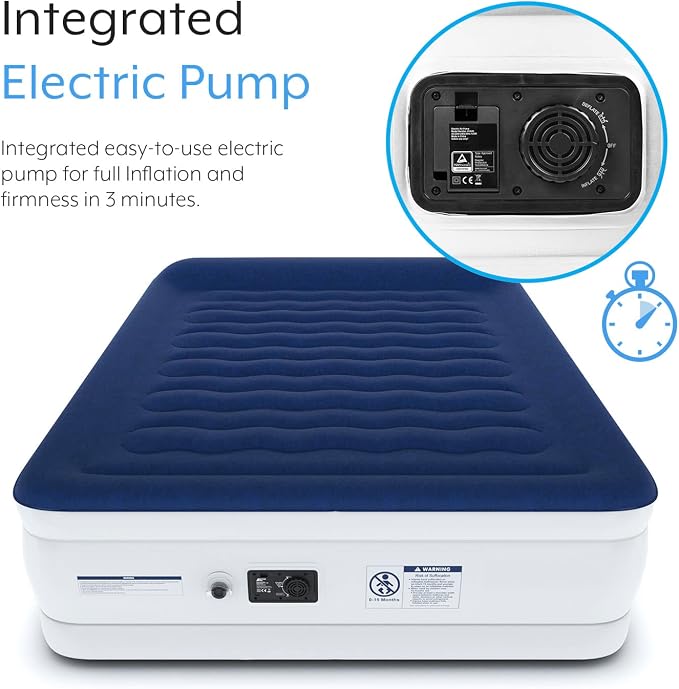Active Era Luxury Queen, High Air Mattress with Built in Pump and Raised Pillow - Elevated Double, with Structured I-Beam Technology, Height 22" Tall Air Bed Queen Size