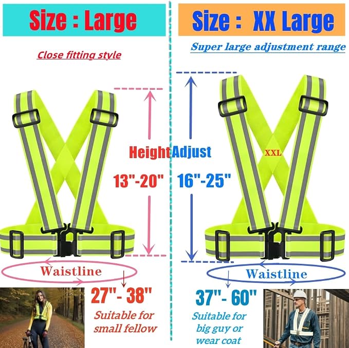 2Pack High Visibility Reflective Safety Vest | Lightweight,Adjustable & Elastic | Hi Vis Running Gear for Jogging,Walking,Cycling,Construction Workers,Motorcycle,Men,Women… (2, YELLOW)