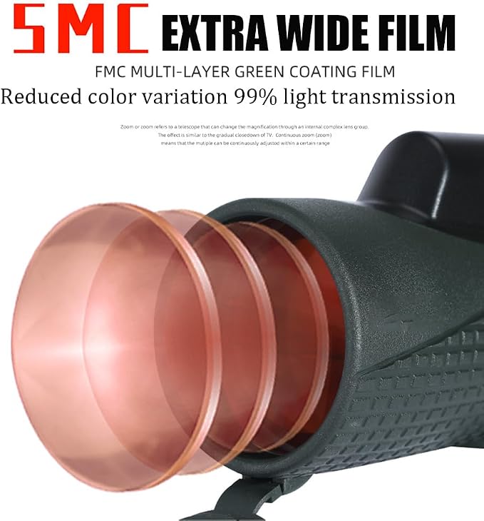 12X56 ED Monoculars for Adults IPX7 Waterproof Monocular Telescope 24MM Eyepiece Ultra Wide Membrane & BAK4 Prism 56MM Large Caliber High-for Bird Watching Hunting Travling