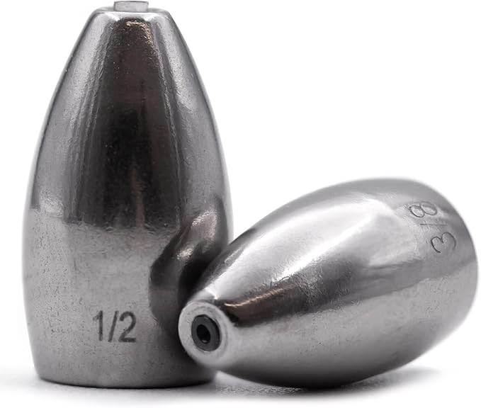 FishTrip Tungsten Bullet Weights Sinkers,10pcs Fishing Weight for Bass Texas Carolina Rigs Saltwater 1/16oz to 1/2oz