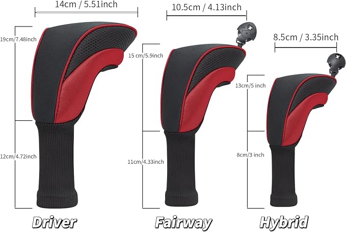 Golf Club Head Covers for Woods 3/4/5/6 Pieces Long Neck Mesh Sports Golf Club Headcovers Set with Interchangeable No. Tags 3 4 5 6 7 X Golf Accessories for Men Women