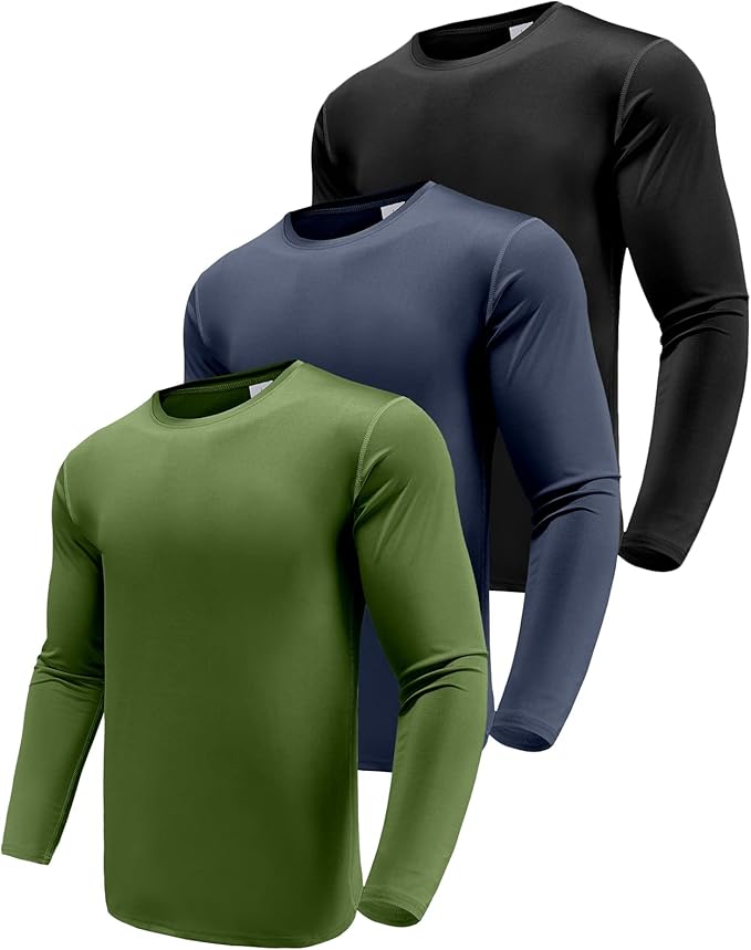 Men's 1, 3 or 5 Pack Performance Long Sleeve T-Shirts, UPF 50+ Sun Protection Shirts, Athletic Gym Workout Shirts for Running