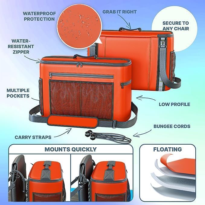 TidyFriend Kayak Cooler Behind Seat, Waterproof Cooler for Kayaking, Kayak Accessories Cooler Bag, Compatible with Lawn Chair Seat, Portable Ice Chest, Keeps Drinks Cold, Travel, Beach, Lunch