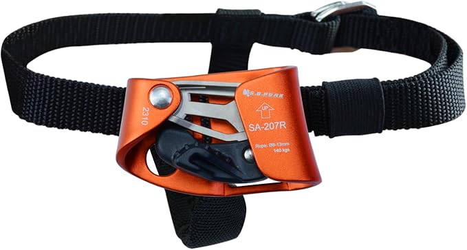 Foot Ascender Upgraded Foot Riser 140kgs Strong Rappelling Gear Equipment for Rock Climbing Tree Arborist, Climbing Rescue Caving, Mountaineering, 8~13MM Rope, Right/Left Foot, 4kN