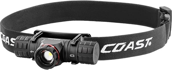 Coast XPH25R 410 Lumen USB Rechargeable-Dual Power LED Headlamp with Pure Beam Twist Focus and Magnetic Base