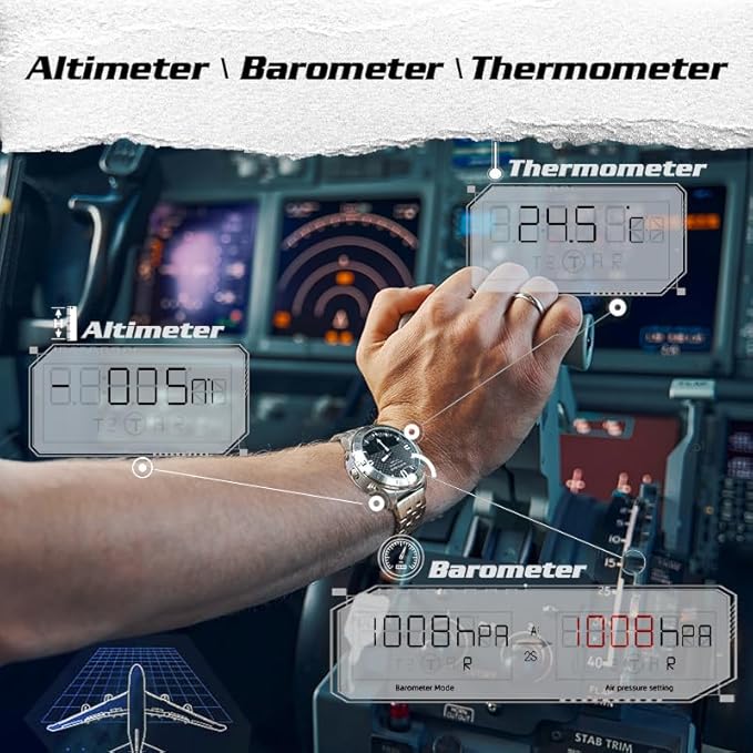 DIDITIME Tactical Watches for Men, Military Watches for Men, Waterproof 164FT, Fitness Watch, Mens Digital Watches with Compass, Metronome, Pedometer, Lightweight Breathable Nylon Watch