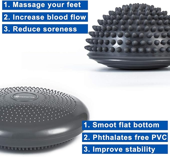 StrongTek Balance Essentials Duo – 2-in-1 Foam Balance Pad & Hedgehog Pod Kit for Rehab, Agility & Core Stability Training