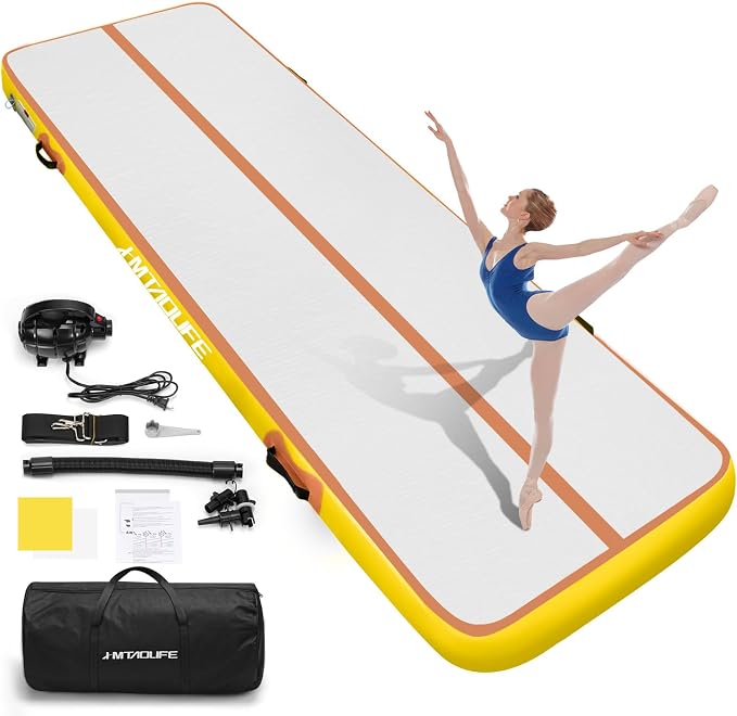 Inflatable Air Gymnastics Mat Tumble Track, 6.6/10/13/16/20ft Tumbling Mat Air Tumbling Track, Air Training Mat with Air Pump for Home/Water Fun/Gym/Yoga/Training/Cheerleading
