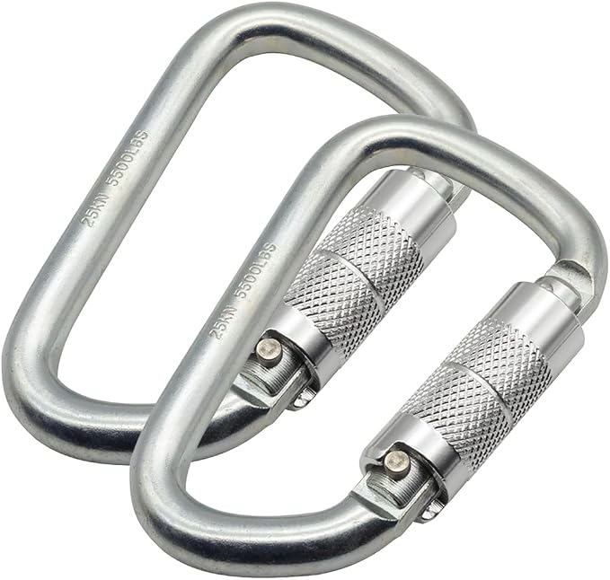Auto Locking Carabiner 30KN=6500lbs Heavy Duty Large Clip Climbing Carabiner Twist Lock Carabiners for Rock Climbing, Camping, Gym,Rescue (CE Rated,D Shape)