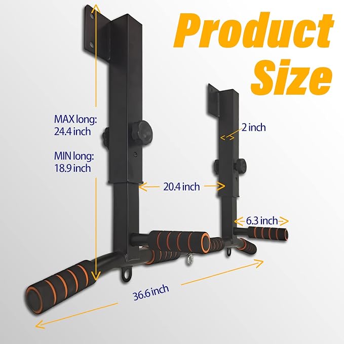 BDL Wall Mounted Pull Up Bar Chin Up bar Multifunctional Dip Station for Indoor Home Gym Workout, Power Tower Set Training Equipment Fitness Dip Stand Supports to 440 Lbs（2 Types）