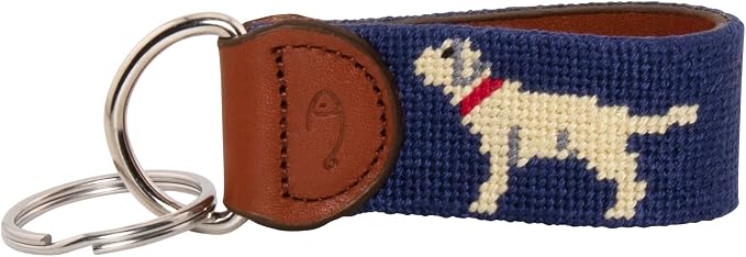 Leather Hand-Stitched Needlepoint Key Fob or Key Chain