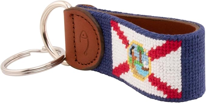 Leather Hand-Stitched Needlepoint Key Fob or Key Chain