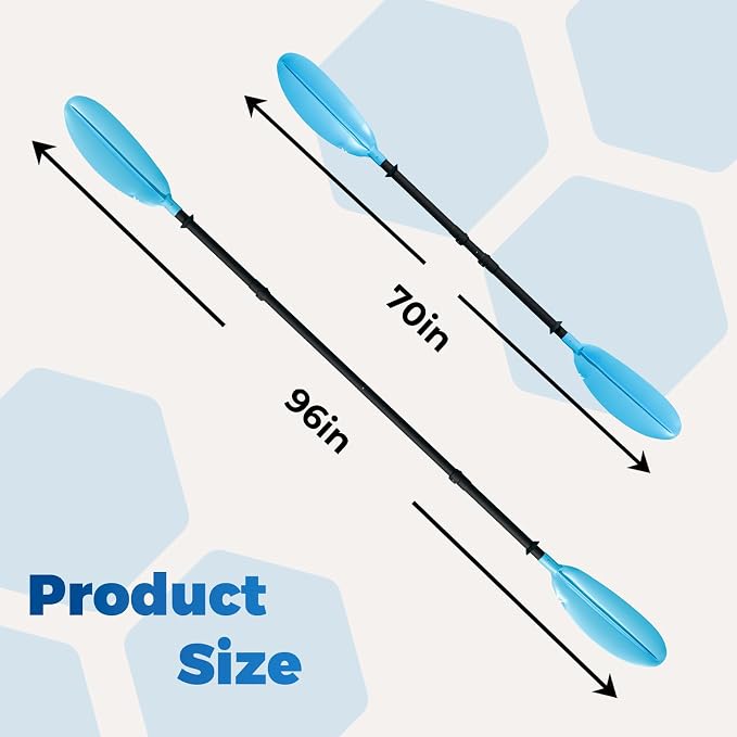 Heavy Duty Kayak Paddle, 96 Inches Kayaking Oars for Boating Canoeing with Free Paddle Leash Aluminum Alloy Shaft Paddle Blades Blue Color.