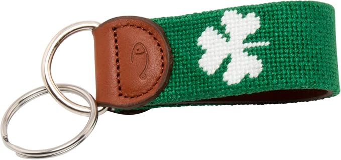Leather Hand-Stitched Needlepoint Key Fob or Key Chain