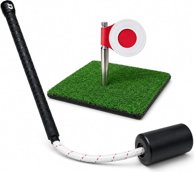 Golf Rope Swing Trainer with Rotating Target, Golf Swing Training Aid, Tempo & Rhythm Training, Speed, Strength Development, Warm-Up & Practice Equipment, Gifts for Golfer Men Dad Him Golfer
