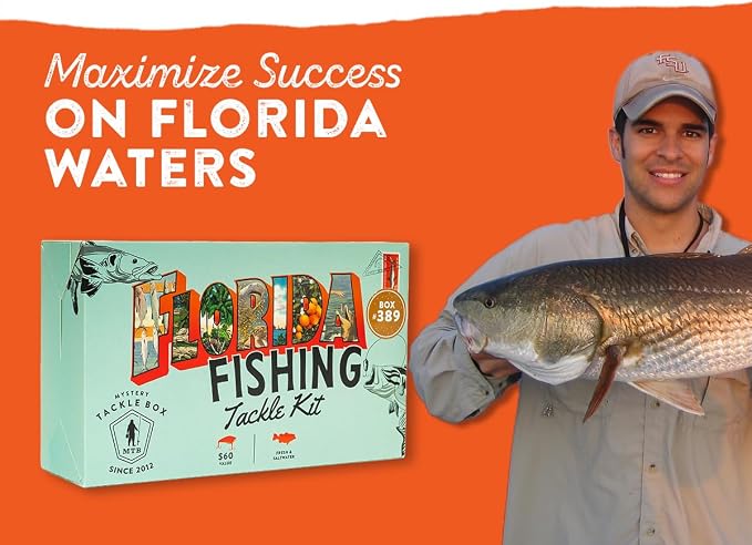 Catch Co Mystery Tackle Box Florida Freshwater & Inshore Elite Fishing Kit | 7-9 Freshwater & Inshore Saltwater Baits for Bass, Snook, Redfish & More – Includes Exclusive Florida Decal, Fishing Gifts