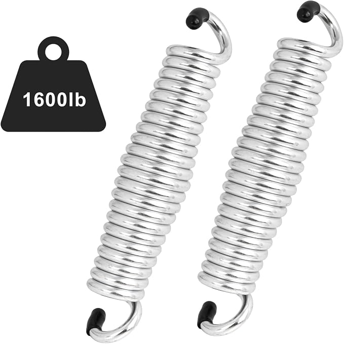 Porch Swing Springs Hammock Chair Spring Hold up to 1600lbs Heavy-Duty Chrome Springs for Hanging Chairs Ceiling Mount Porch Swings Punching Bag - 2 PCS Sliver
