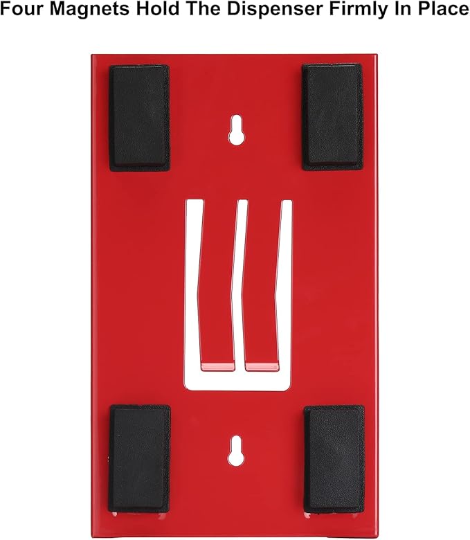 CASOMAN 2-Pack Magnetic Glove & Tissue Dispenser, Black & Red, 8LB Capacity, Wall Mount, Glove Box Holder