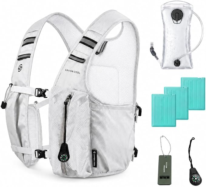 Cooling Vest for Men Women, Hydration Vest for Running Hiking | 2L Water Bladder，3 Cold Source