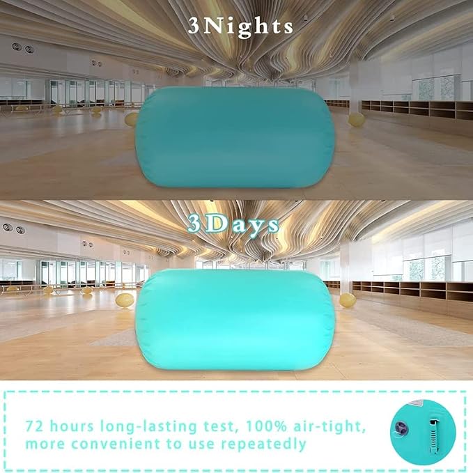 CZGBRO Gymnastics Barrel Air Roller with Pump, Inflatable Tumbling Equipment Air Mat Octagon Mat for Backhandspring Training Cheerleading Home Use