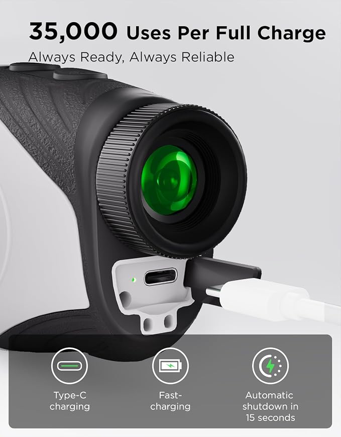 Golf Rangefinder with Slope, 1200Y Laser Range Finder for Golf, 7X Magnification, Flag Lock with Vibration, Magnetic Cart Mount, Ultra-Clear Display, USB-C Rechargeable, Waterproof