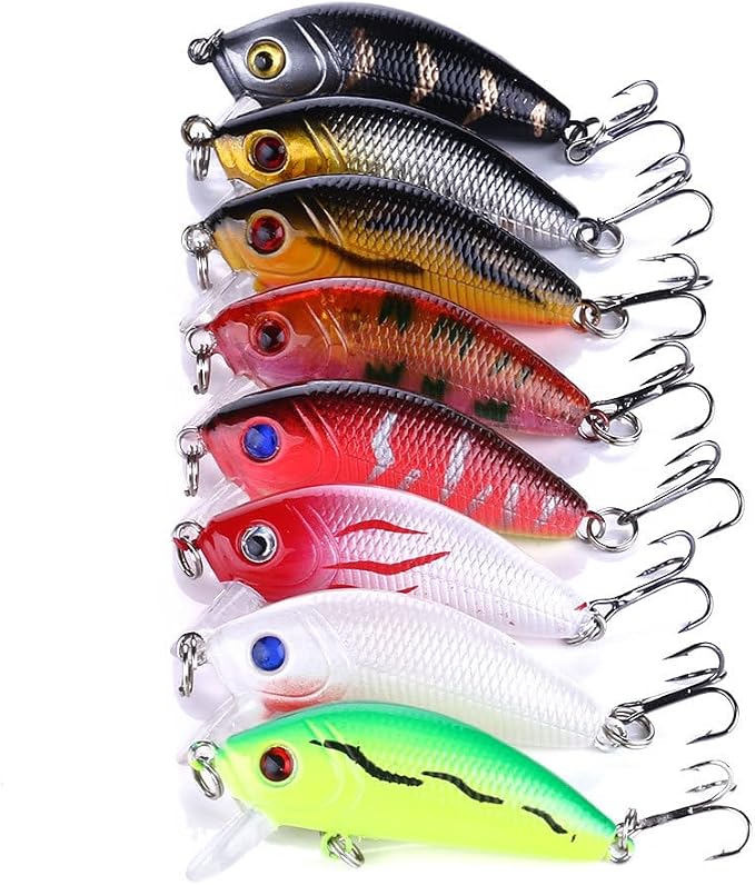 Fishing Lures Kit Mix Includes Minnow Popper Crankbait and Fish Hook for Fishing Saltwater Freshwater Trout Bass Salmon