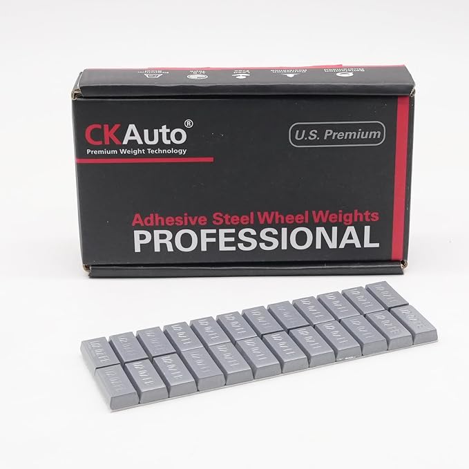 CKAuto 1/2oz Trapezium Adhesive Stick on Wheel Weights,EasyPeel Tape, 72oz/Box, US Quality(144pcs) Grey
