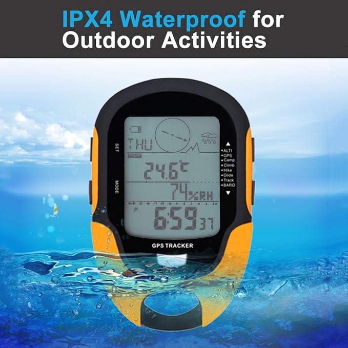 Barometer, GPS Navigation Receiver Handheld USB Rechargeable Digital Altimeter Barometer Clocks Boat Cabin for Hiking