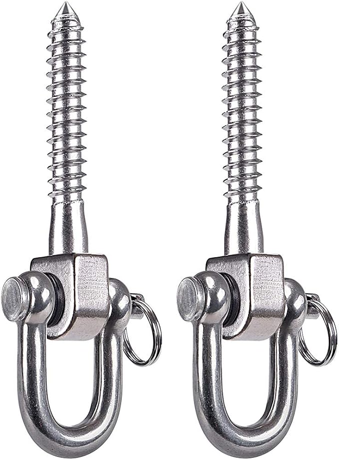 SELEWARE 2 Pack Swing Hangers Swing Set Hooks Stainless Steel Hammock Hooks for Porch Swing, Hammock Chair, Heavy Bag, Yoga Silk, Suspension Straps, Gymnastics Rings