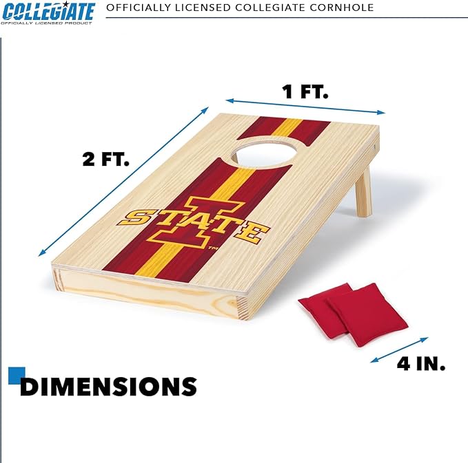 Wild Sports College Portable Size 1' x 2' Solid Wood Cornhole Set with Direct Print HD Team Graphics – Travel Size
