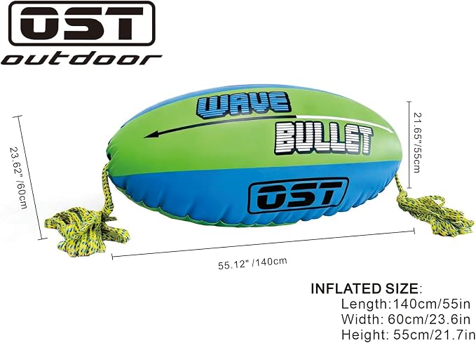 Towable Tube Ball with Tow Rope, Inflatable Tow Rope Float for Water Sports, Reduce Spray & Drag, Improves Tow Rope Visibility, 60 ft Rope with 4,100 lb Break Strength