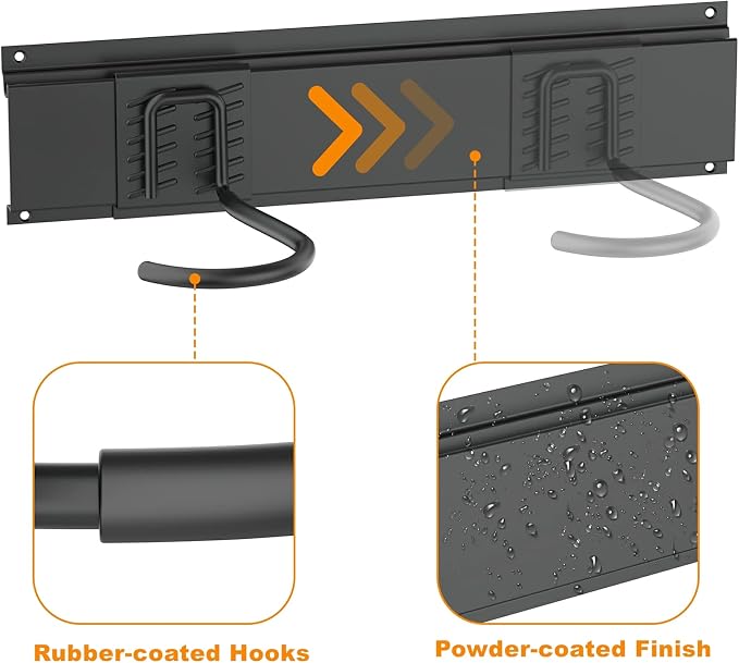 WALMANN Bike Hooks for Garage Wall, 6 Bikes Storage Rack Space Saving Wall Bike Mount Holds Up to 300 lbs, Vertical Bicycle Storage
