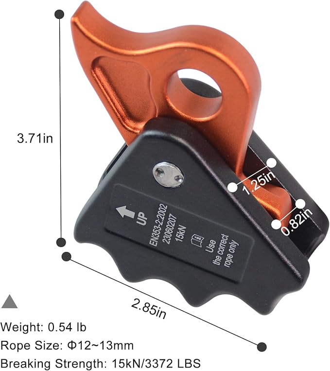 Detachable Climbing Ascender 15kN Rope Grab Ascender, Flip Line Adjuster, Fall Protection Belay Device for Rock Climbing,Tree Arborist/Fit for 11~13 MM Rope