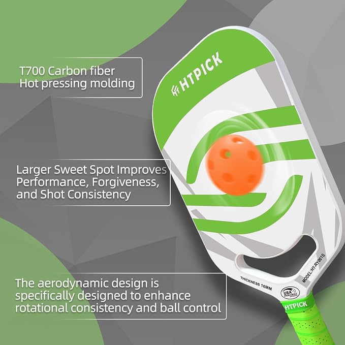 Pickleball Paddles | T700 Carbon Fiber Pickleball Paddle with Aero Throat | Hot-Press Moulding | 16mm Polymer Core | Specifically Engineered for Swing Speed and Manoeuvrability