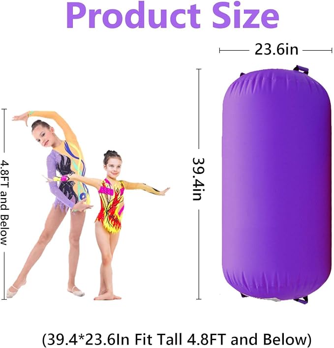 CZGBRO Gymnastics Barrel Air Roller with Pump, Inflatable Tumbling Equipment Air Mat Octagon Mat for Backhandspring Training Cheerleading Home Use