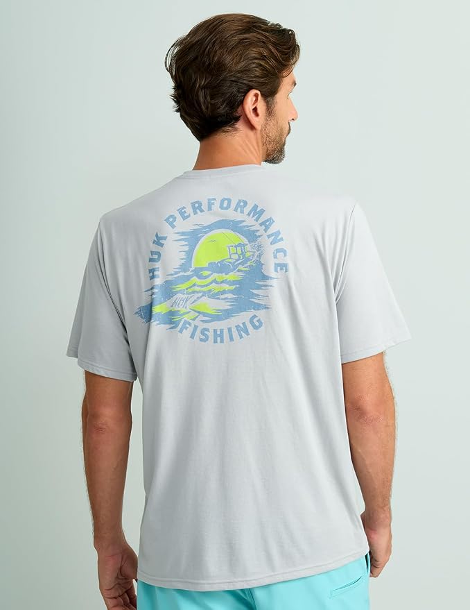 HUK Mens Performance Fishing Logo Tee, Short Sleeve T-Shirt for Men