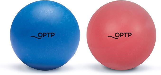 OPTP Massage Ball Set – Moderate and Firm Density Therapy Ball Set – Deep Tissue Massage Balls for Plantar Fasciitis, Sore Muscle Relief — Super Pinky Ball and Super Firm Ball