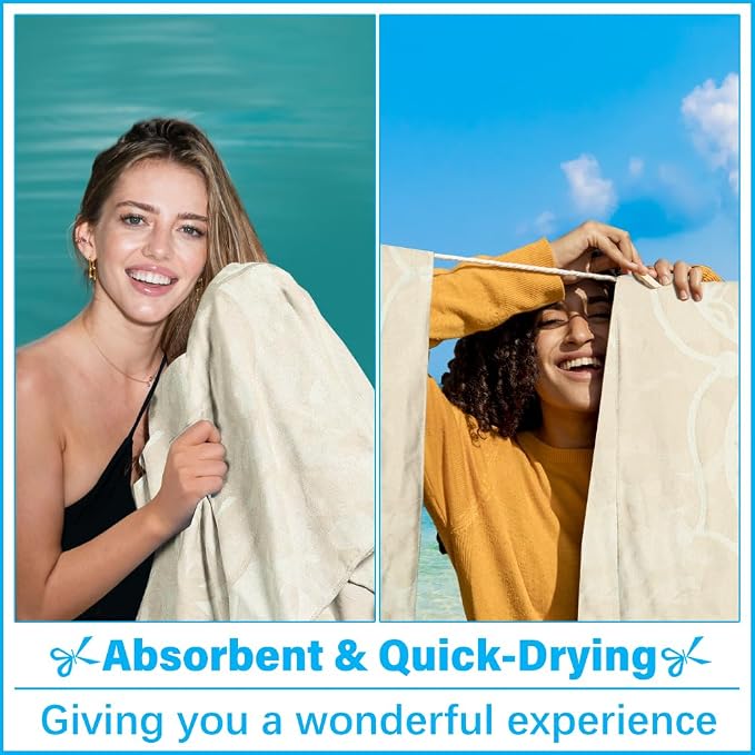Vikumond Oversized Turkish Beach Towel Blanket XXL Cotton Sandproof Towels Boho Woven Extra Large Big Sand Free Giant Throw Blankets Huge Quilt XL Picnic Camping Necessities Cloud for Adult Gifts