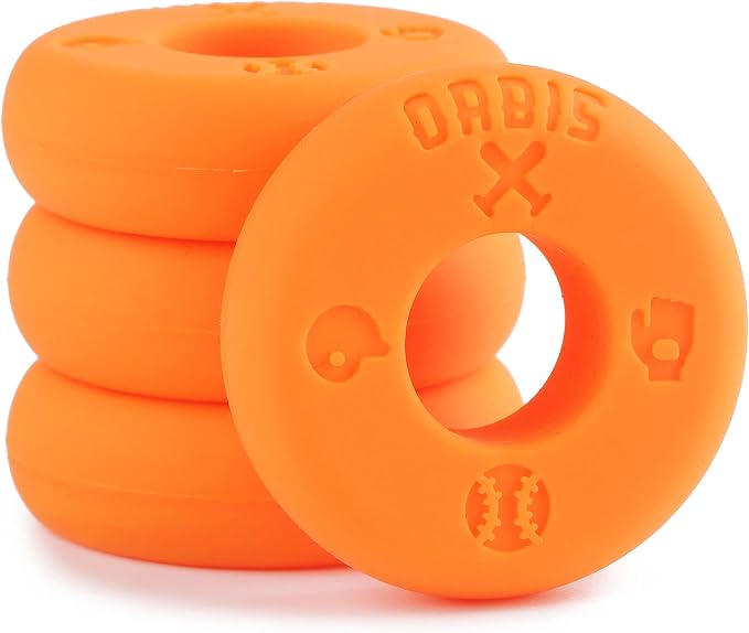 Orbis Bat Grip Choke Up Rings with Baseball Icons, 4 Pack, Bat Knob Stacker for Youth Baseball, Softball and Tee Ball, Improve Grip and Reduce Sting