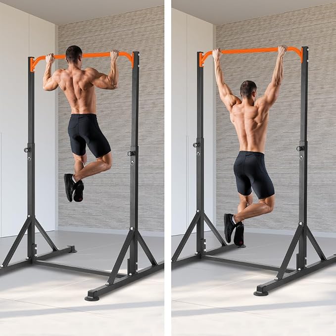 Pull Up Station, Power Tower Adjustable Pullup Bar Free Standing, Heavy Duty Multifunction Strength Training Pull Up Bar, Gym Workout Fitness Equipment Chin up Bar for Home Outdoor, 440LBS Capacity