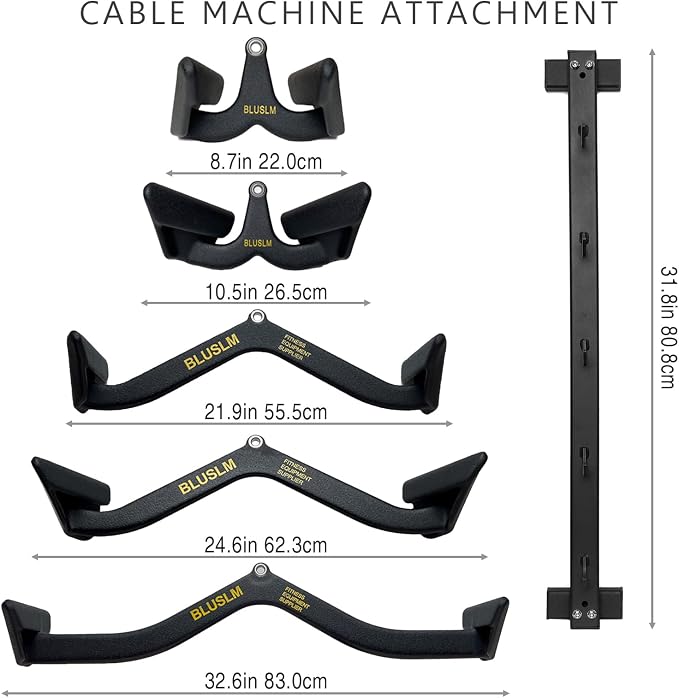 BLUSLM Lat Pull Down Bar T bar Row Attachment, V Bar Tricep Lat Pulldown Attachments, Back Strength Training Bar for Home Gym Exercise Cable Machine Attachments